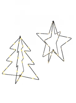 Aktion 🎁 Home & Living AMARE LED 3D Tanne Und Stern 2er Set NICHT NETZSTROMBETRIEBEN In Warmweiß Günstig Kaufen 🧨