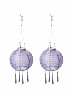 Schlussverkauf 🛒 Home & Living AMARE LED Lampion 2er-Set Solar Quaste Lampenkette SOLARBETRIEBEN In Lila Günstig Kaufen 🧨