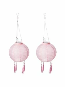 Auslauf 🔥 Home & Living AMARE LED Lampion 2er-Set Solar Quaste Lampenkette SOLARBETRIEBEN In Pink Günstig Kaufen 🎉