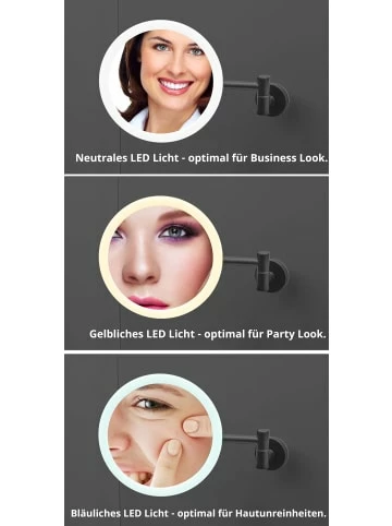 Bester Verkauf ✨ Bad AMARE Luxus LED Schminkspiegel Mit Wandhalterung NICHT NETZSTROMBETRIEBEN In Schwarz Günstig Kaufen 😉 4 Bester Verkauf ✨ Bad AMARE Luxus LED Schminkspiegel Mit Wandhalterung NICHT NETZSTROMBETRIEBEN In Schwarz Günstig Kaufen 😉 – Bild 4