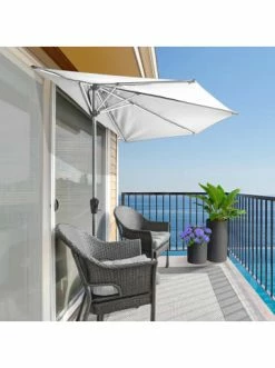 Aktion 🎉 Garten & Balkon AMARE Luxus Sonnenschirm Halbrund In Weiß Günstig Kaufen 🎁 -Günstige samare Geschäft amare luxus sonnenschirm halbrund in weiss 3