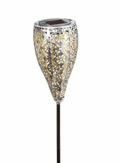 Besorgen 🔔 Garten & Balkon AMARE Solar LED Dekostecker 2er Set Metall Kelch KABELLOS In Silber Günstig Kaufen ✔️