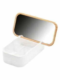 Großhandel 🥰 Bad AMARE Spiegel Mit Organiser In Weiß/ Hellbraun - (B)26 X (H)7 X (T)13 Cm Günstig Kaufen 🌟