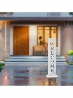 Angebote ✨ Garten & Balkon AMARE Stahl Standschild Welcome In Weiß Günstig Kaufen ⭐ -Günstige samare Geschäft amare stahl standschild welcome in weiss 3